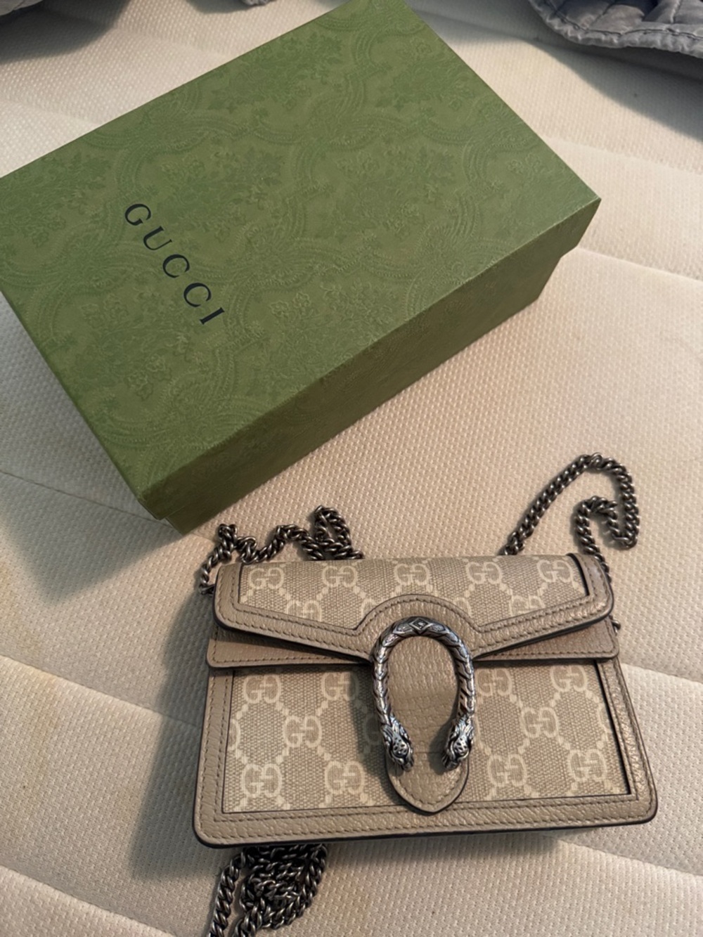 Gucci Beige/Gray Dionysus GG Mini Crossbody Bag